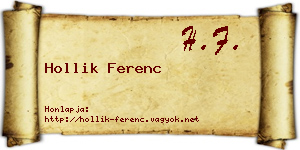 Hollik Ferenc névjegykártya